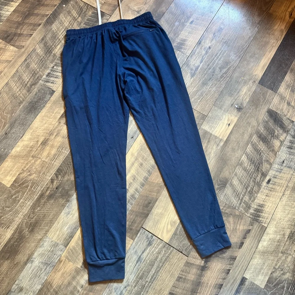 Men's Dark Blue Elastic Waist Jogger Pants with Drawstring